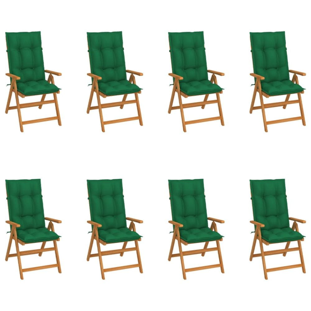 Petromila vidaXL Sklápacie záhradné stoličky s podložkami 8 ks tíkový masív